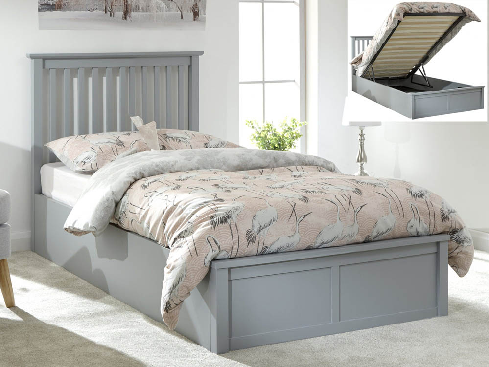 GFW GFW Como 3ft Single Grey Wooden Ottoman Bed Frame