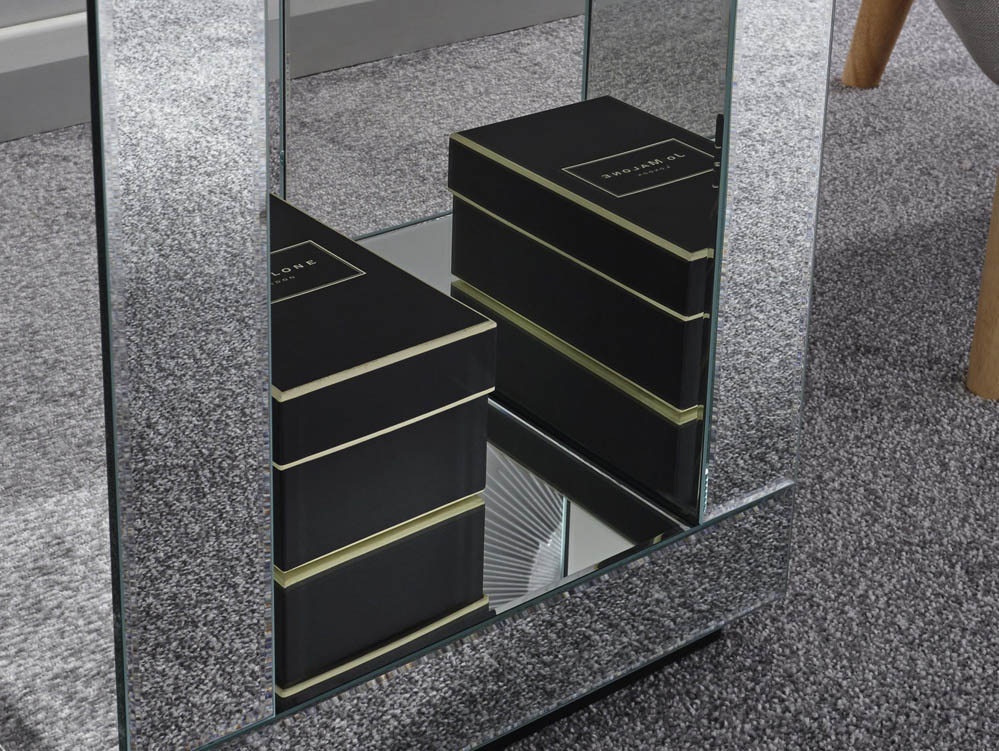 GFW GFW Capri Mirrored Cube Lamp Table (Flat Packed)