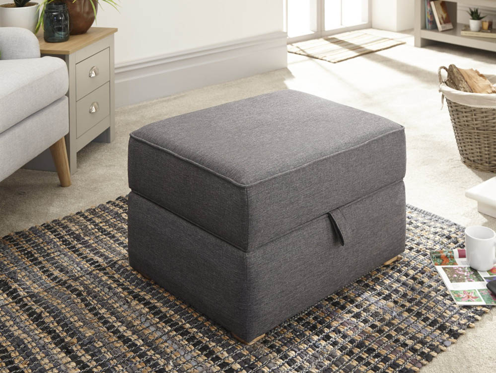 GFW GFW Dauphine Charcoal Grey Hopsack Square Storage Footstool