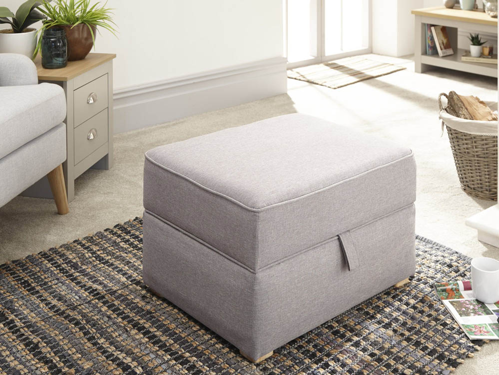 GFW GFW Dauphine Light Grey Hopsack Square Storage Footstool