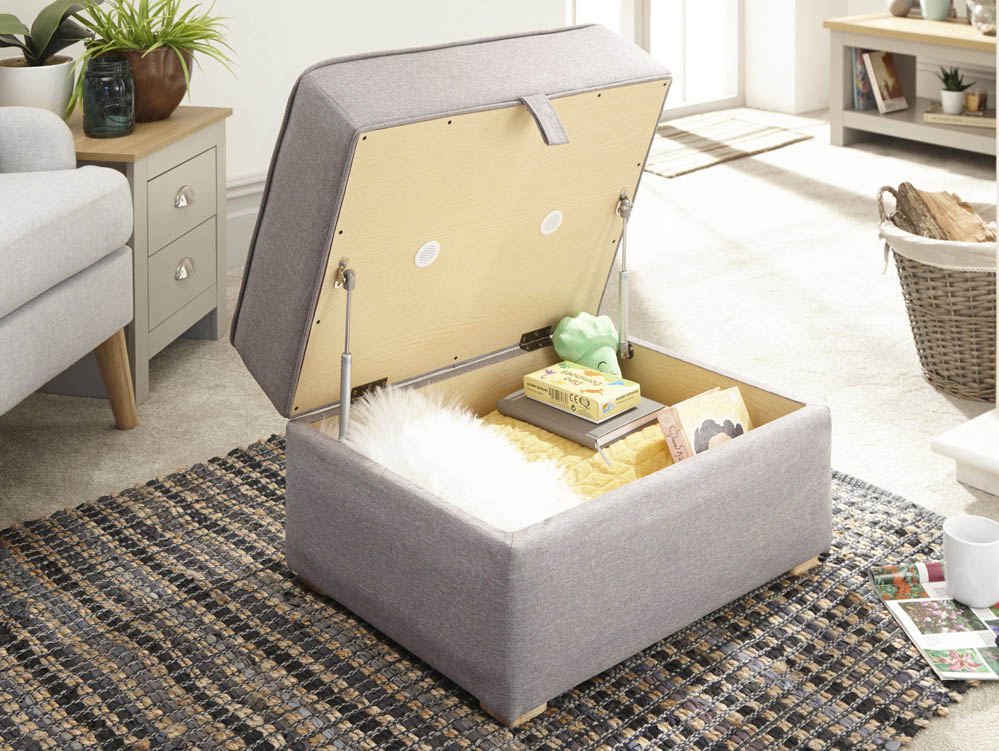 GFW GFW Dauphine Light Grey Hopsack Square Storage Footstool