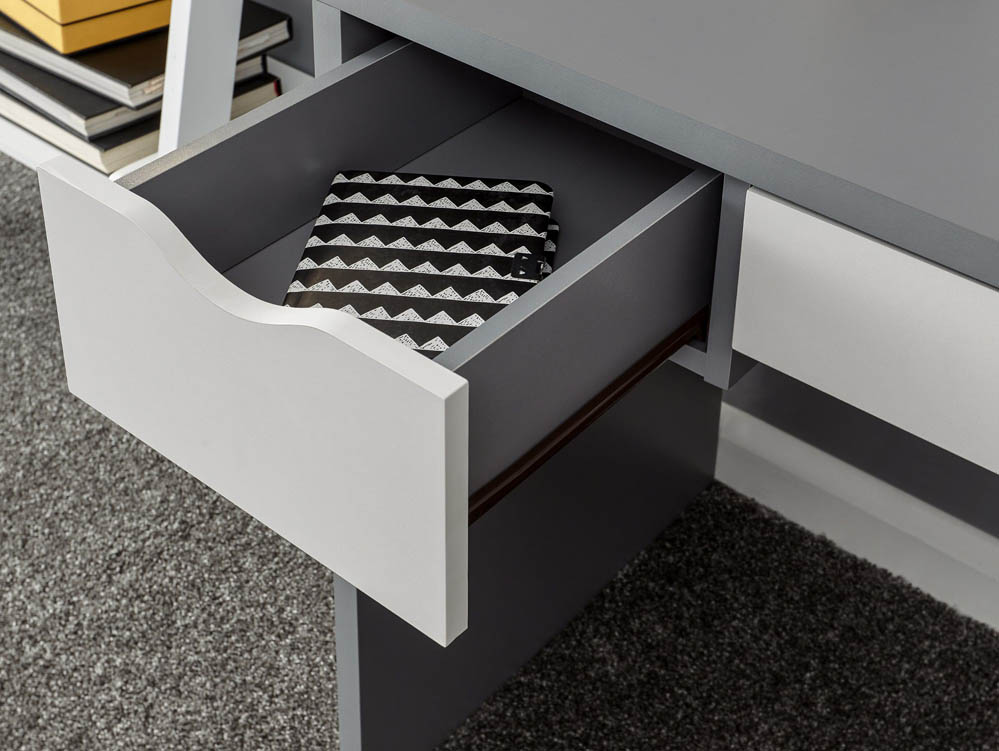 GFW GFW Elizabeth Grey and White Dressing Table and Stool (Flat Packed)