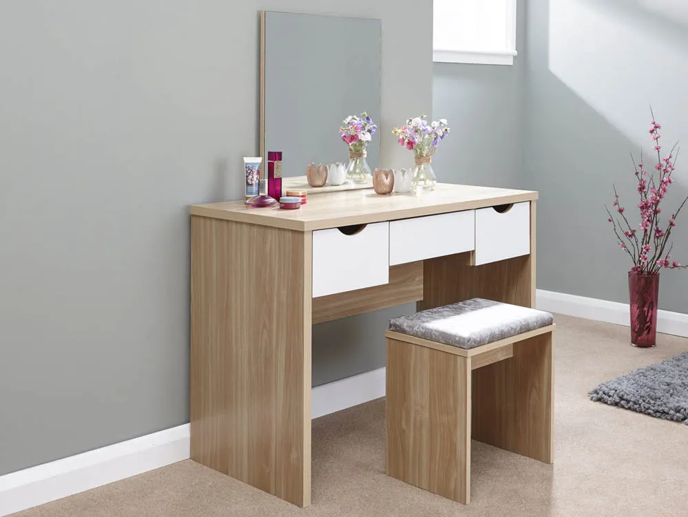 GFW GFW Elizabeth Oak and White Dressing Table and Stool