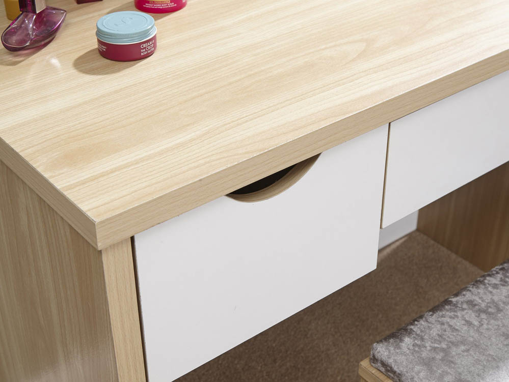 GFW GFW Elizabeth Oak and White Dressing Table and Stool (Flat Packed)