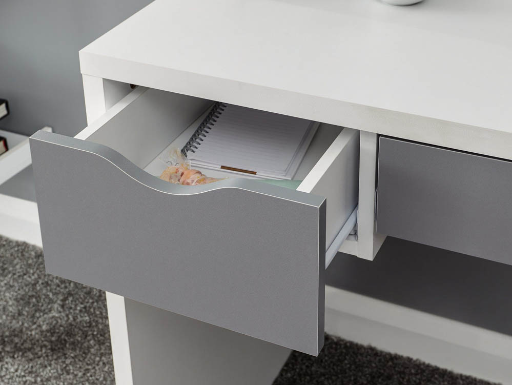 GFW GFW Elizabeth White and Grey Dressing Table and Stool (Flat Packed)