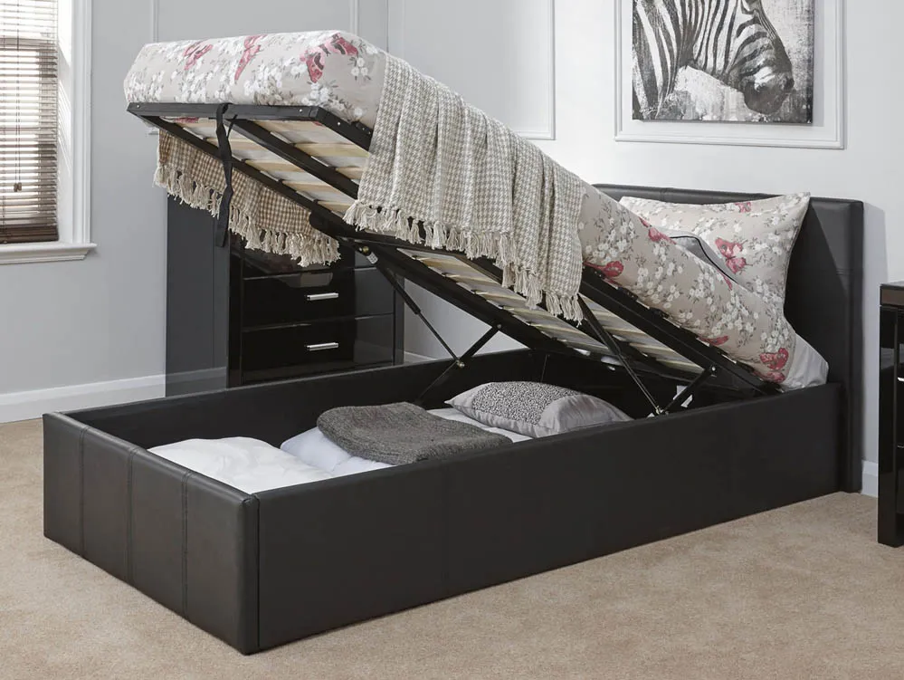 GFW GFW Ecuador Black Faux Leather End Lift Ottoman Bed Frame
