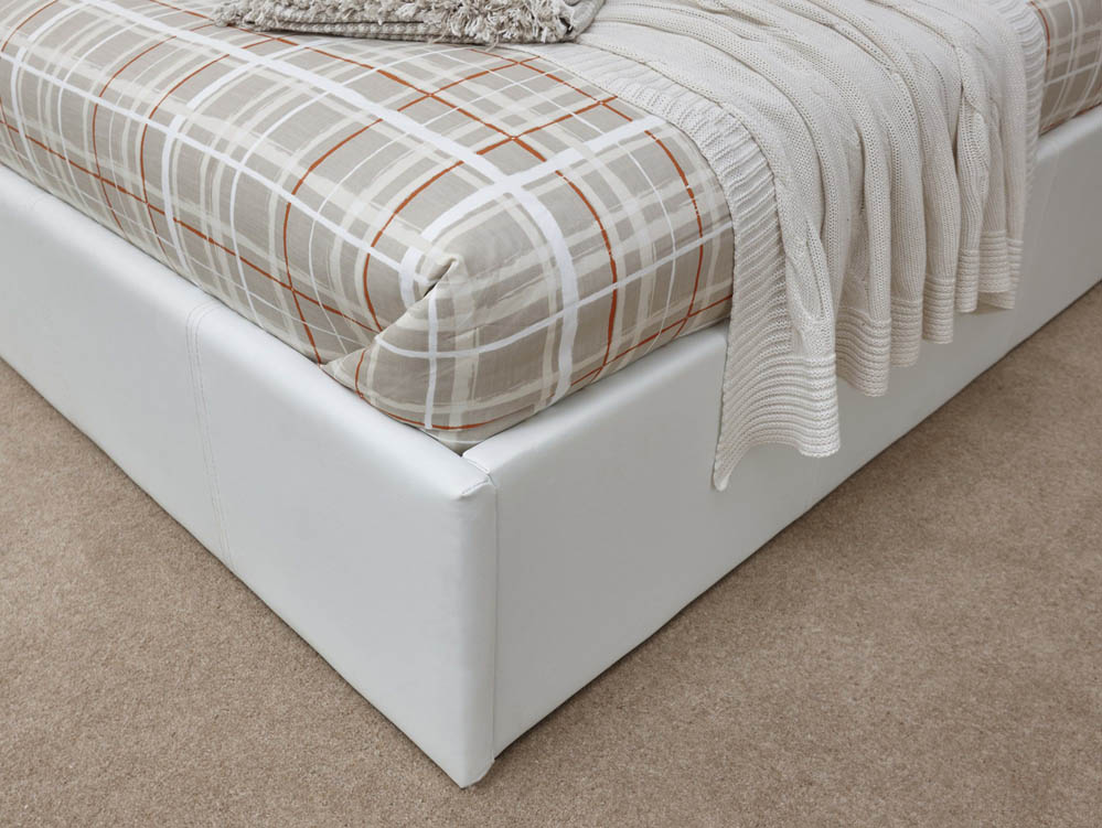 GFW GFW Ecuador 4ft6 Double White Upholstered Faux Leather End Lift Ottoman Bed Frame