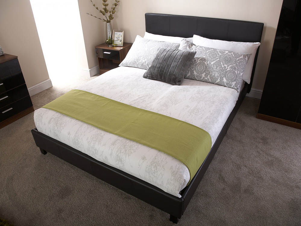 GFW GFW Bed in a Box 4ft Small Double Black Upholstered Faux Leather Bed Frame