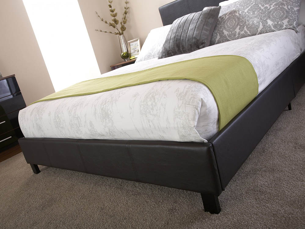 GFW GFW Bed in a Box 4ft Small Double Black Upholstered Faux Leather Bed Frame