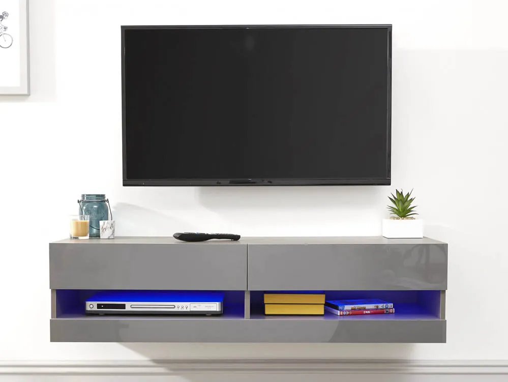 GFW GFW Galicia 120cm Grey Wall TV Cabinet With LED Lighting