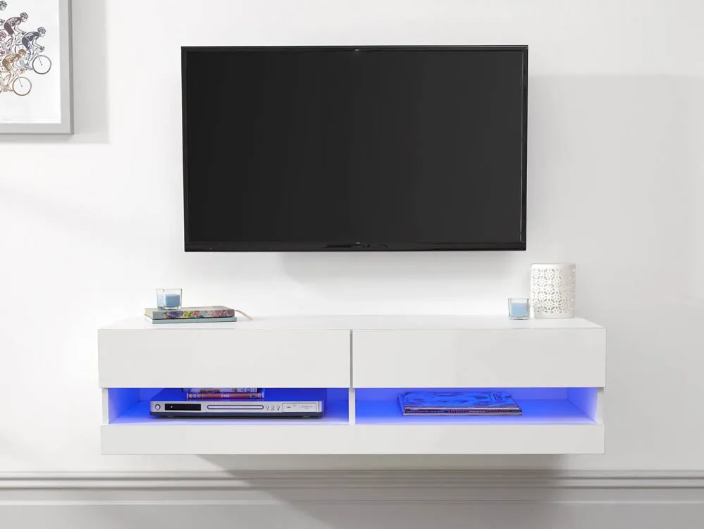 GFW GFW Galicia 120cm White Wall TV Cabinet With LED Lighting