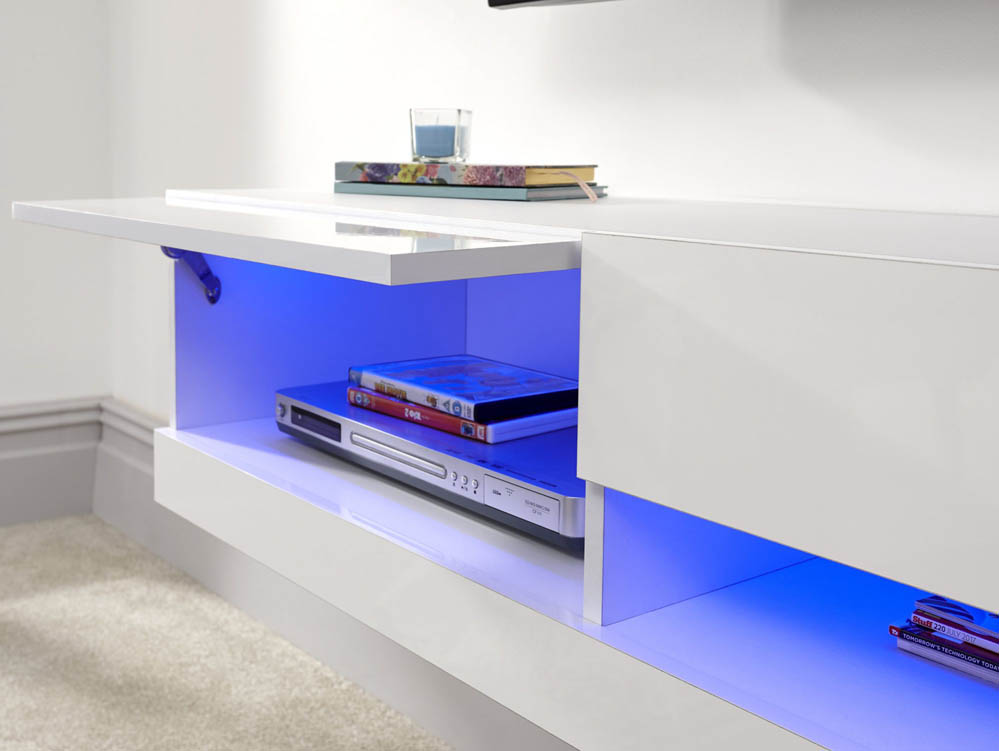 GFW GFW Galicia 120cm White Wall TV Cabinet With LED (Flat Packed)