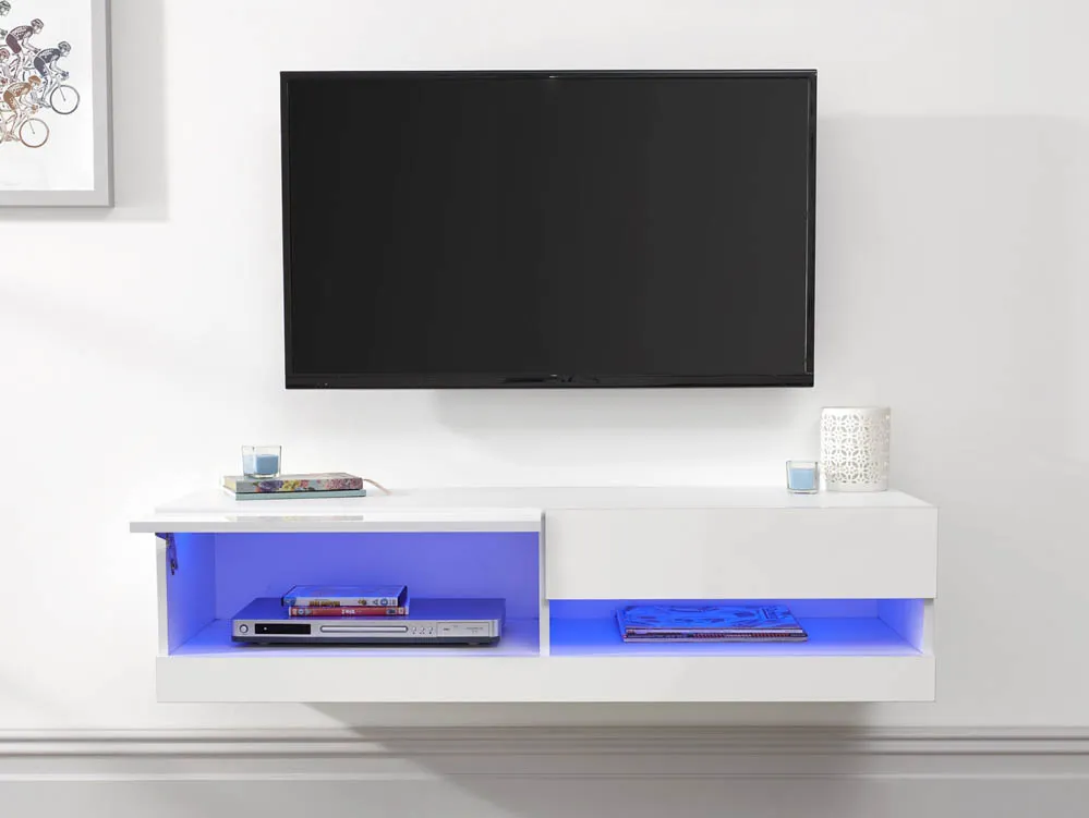 GFW GFW Galicia 150cm White Wall TV Cabinet With LED Lighting