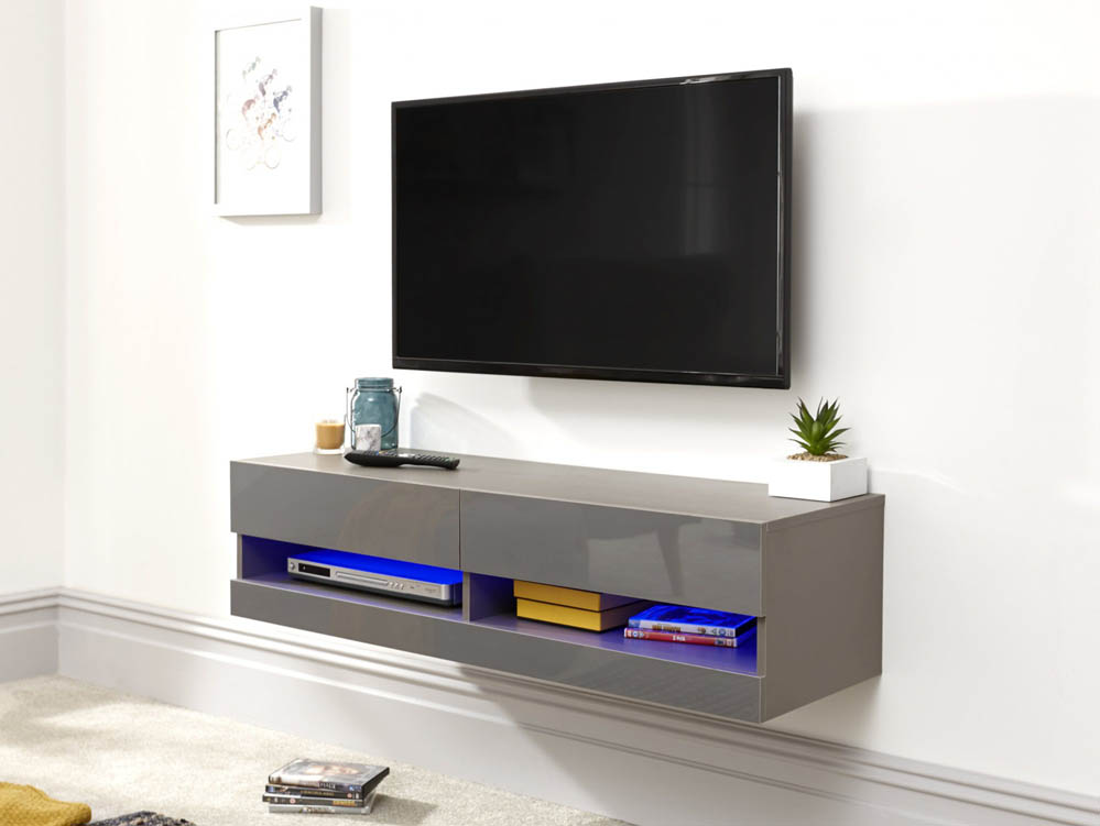 GFW GFW Galicia 180cm Grey Wall TV Cabinet With LED (Flat Packed)