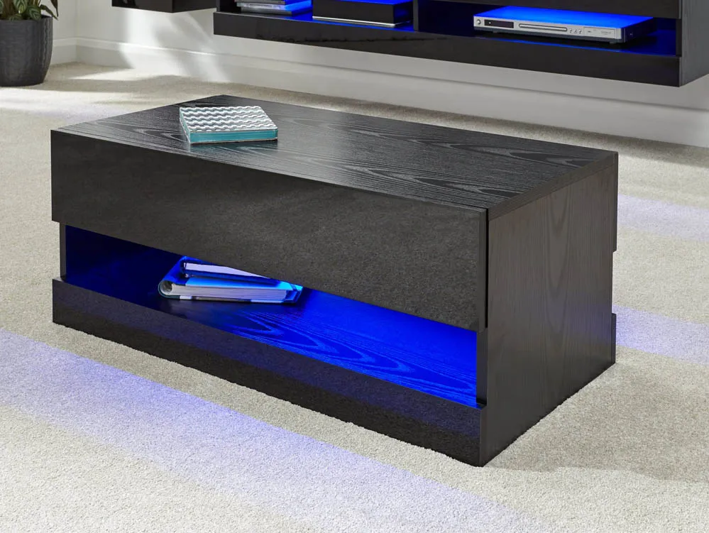 GFW GFW Galicia Black Coffee Table with LED Lighting