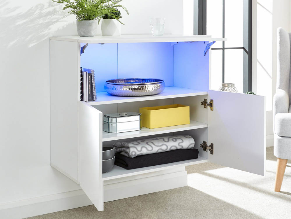 GFW GFW Galicia White 2 Door Sideboard With LED (Flat Packed)