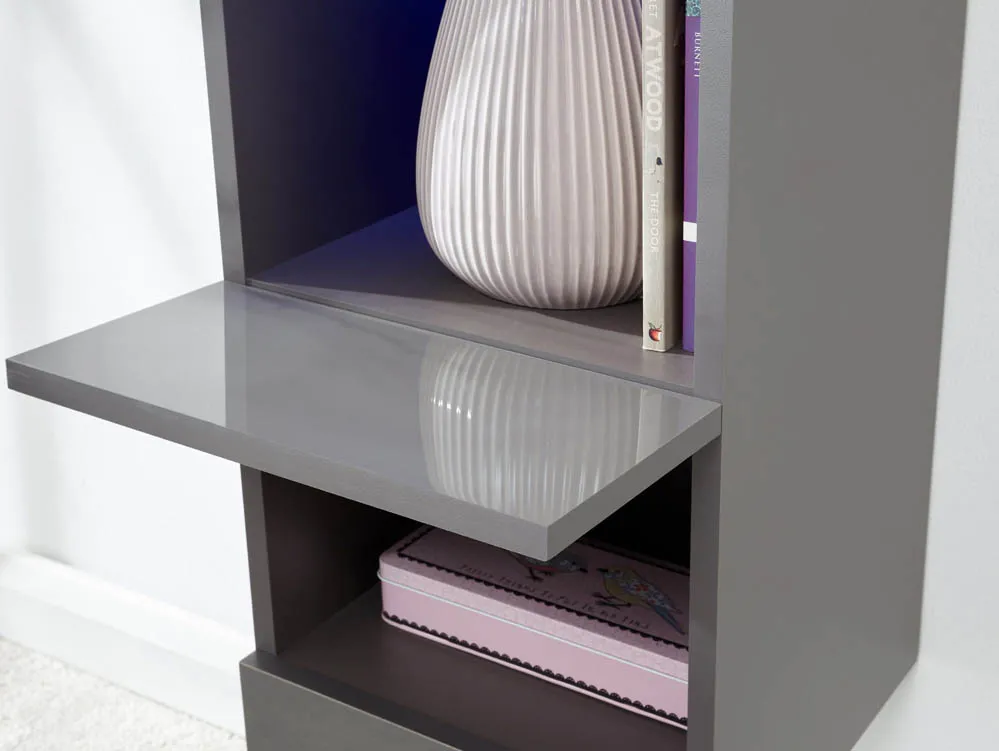 GFW GFW Galicia Grey Tall Shelf Unit With LED Lighting