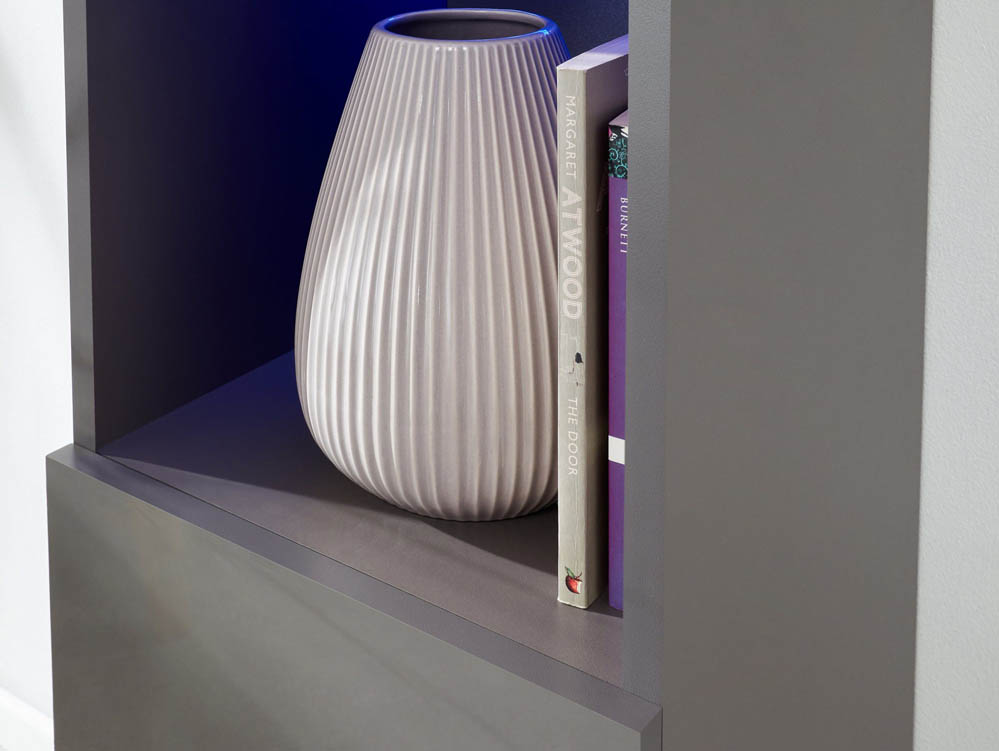 GFW GFW Galicia Grey Tall Shelf Unit With LED (Flat Packed)