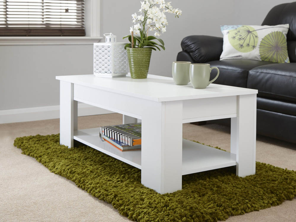GFW GFW Arvika White Lift Up Coffee Table (Flat Packed)
