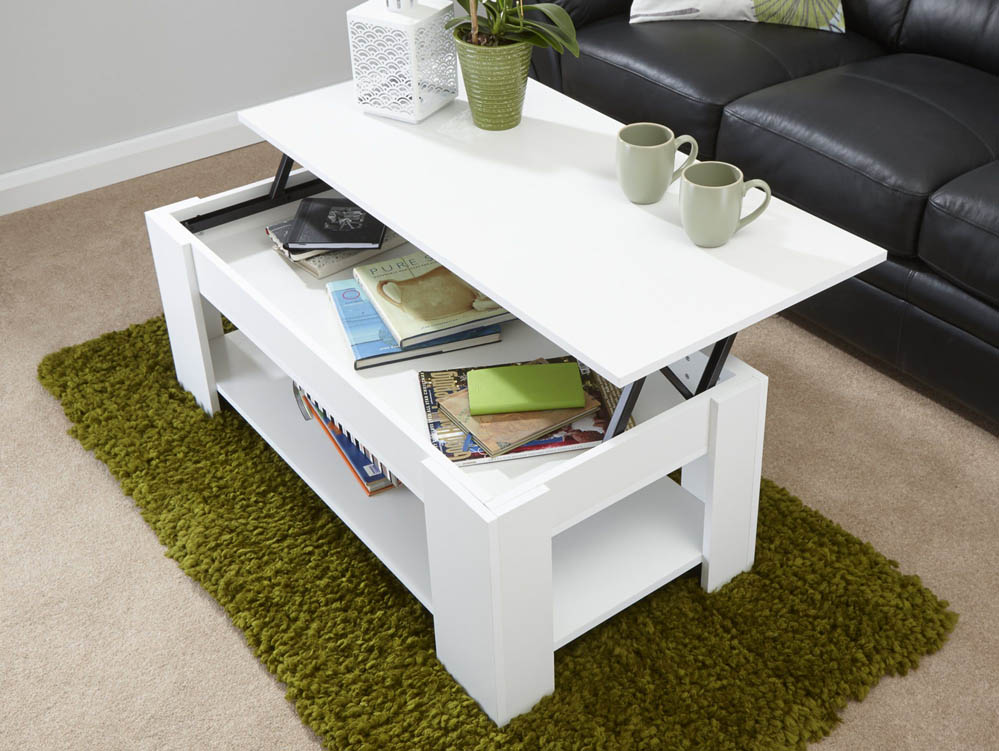 GFW GFW Arvika White Lift Up Coffee Table (Flat Packed)