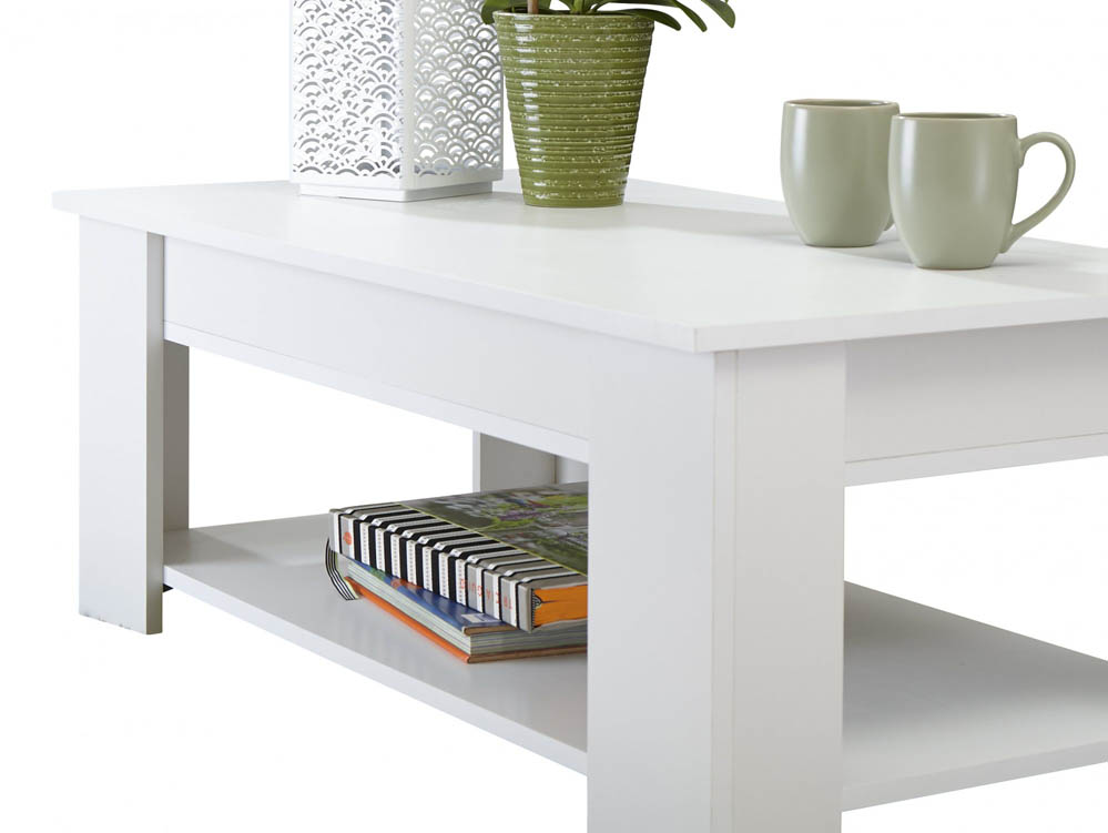 GFW GFW Arvika White Lift Up Coffee Table (Flat Packed)