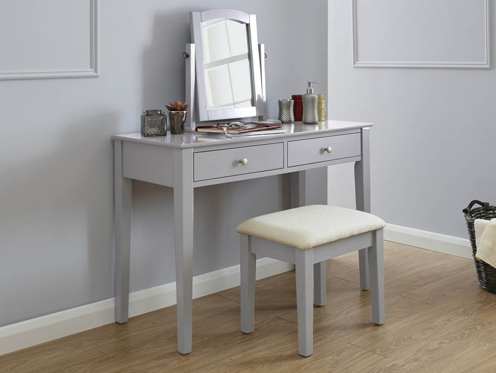 GFW Hattie Dressing Table Set with Stool and Mirror Grey Black or White 