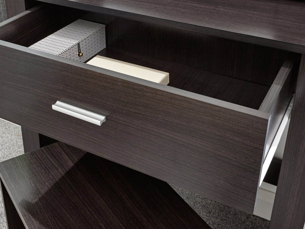 GFW GFW Hobson Espresso 1 Drawer Mirrored Storage Unit and Stool (Flat Packed)