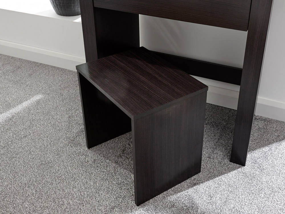 GFW GFW Hobson Espresso 1 Drawer Mirrored Storage Unit and Stool (Flat Packed)