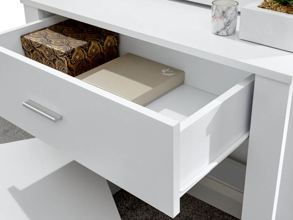 GFW GFW Hobson White 1 Drawer Mirrored Storage Unit and Stool (Flat Packed)
