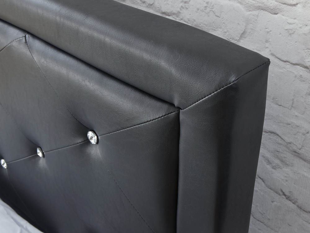 GFW GFW Hollywood 3ft Single Black Upholstered Faux Leather Ottoman Bed Frame DISC