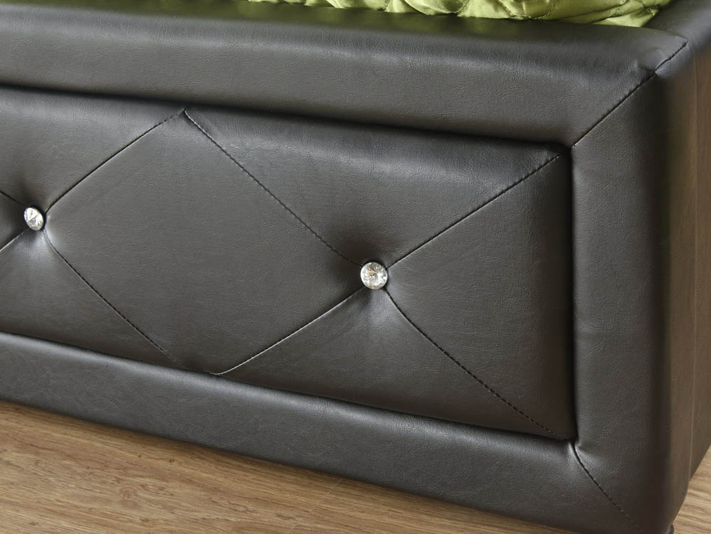 GFW GFW Hollywood 3ft Single Black Upholstered Faux Leather Ottoman Bed Frame DISC
