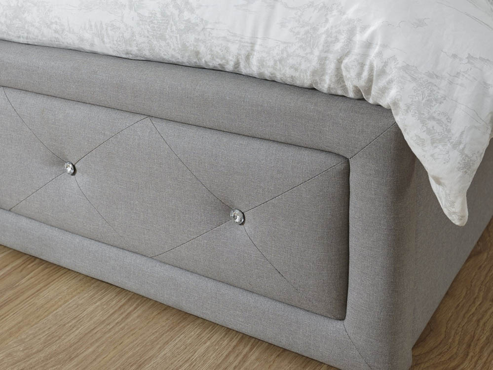 GFW GFW Hollywood 3ft Single Stone Grey Upholstered Fabric Ottoman Bed Frame