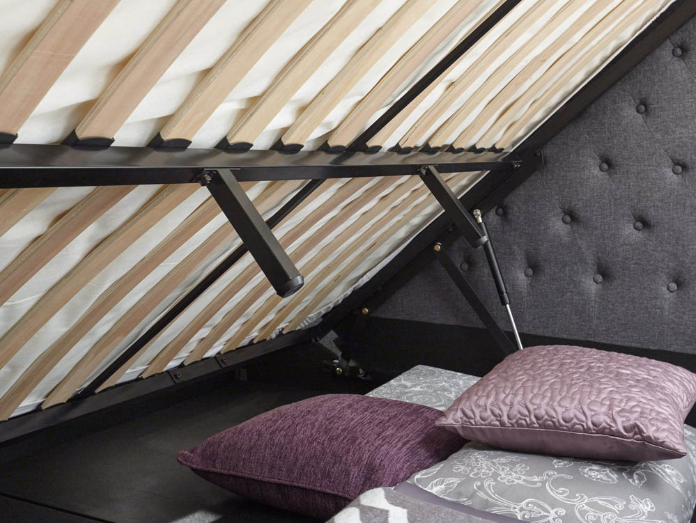 GFW GFW Layla 4ft6 Double Charcoal Grey Upholstered Fabric Ottoman Bed Frame