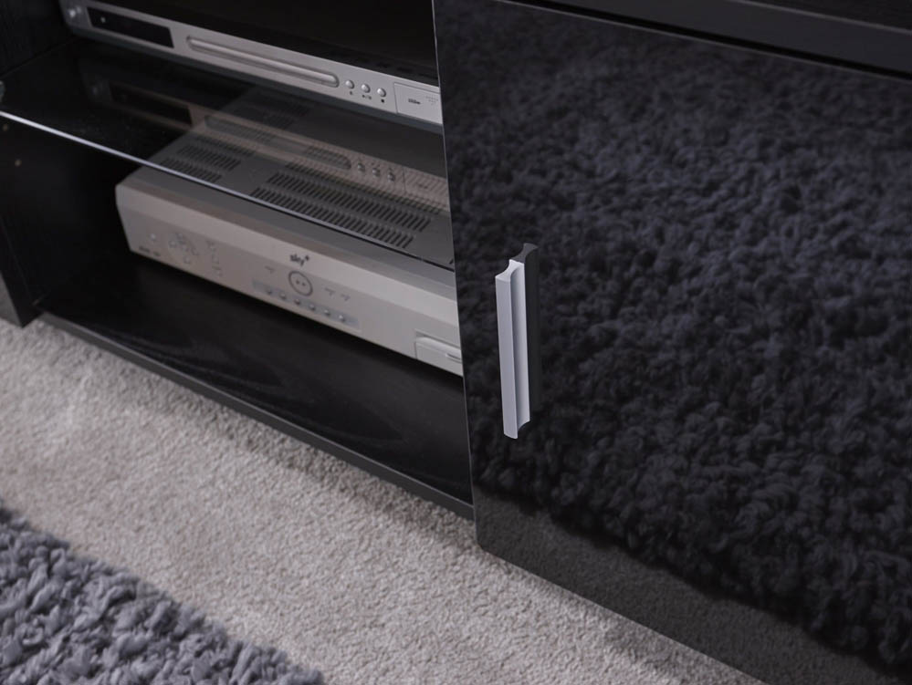GFW GFW Lima Black High Gloss 2 Door TV Cabinet (Flat Packed)