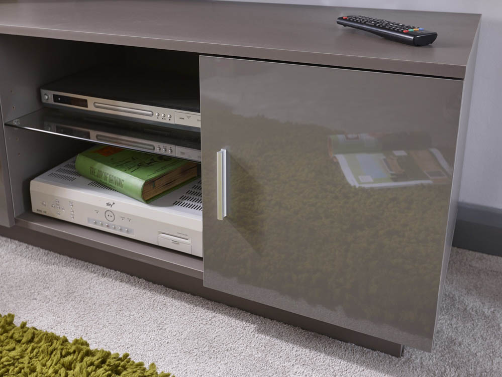 GFW GFW Lima Grey High Gloss 2 Door TV Cabinet (Flat Packed)
