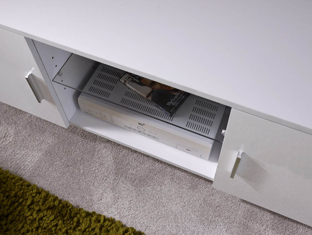 GFW GFW Lima White High Gloss 2 Door TV Cabinet (Flat Packed)