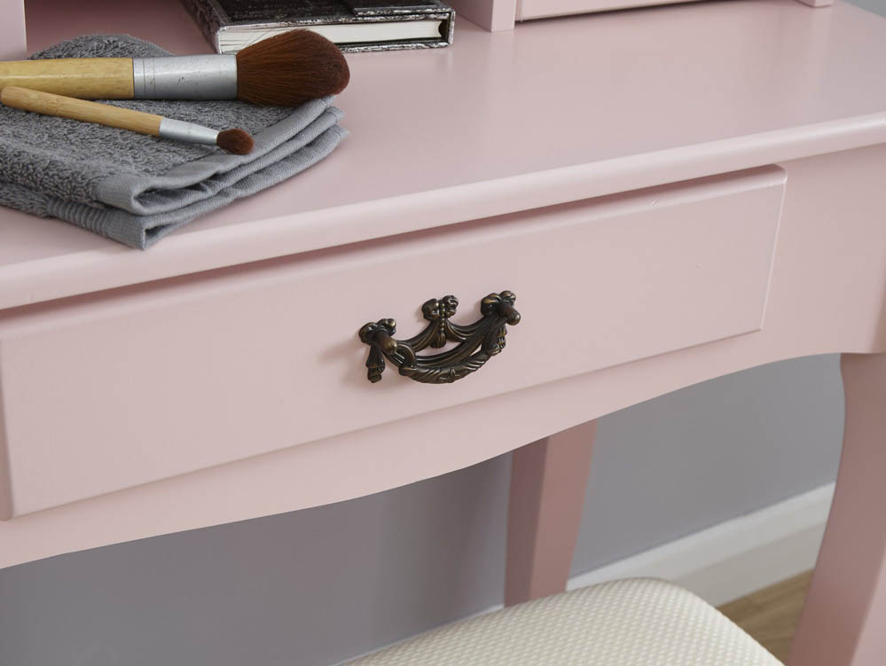 GFW GFW Lumberton Dusty Pink 3 Drawer Dressing Table and Stool (Flat Packed)