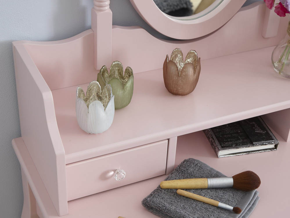 GFW GFW Lumberton Dusty Pink 3 Drawer Dressing Table and Stool (Flat Packed)