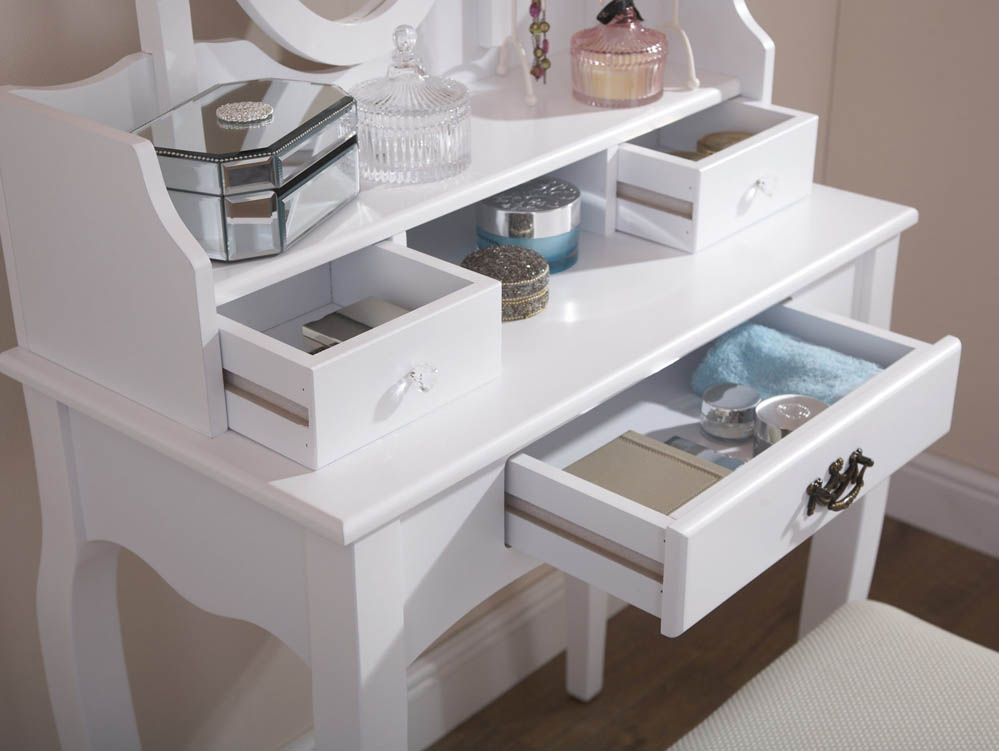 GFW GFW Lumberton White 3 Drawer Dressing Table and Stool (Flat Packed)
