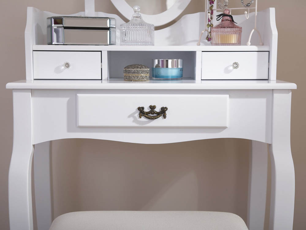 GFW GFW Lumberton White 3 Drawer Dressing Table and Stool (Flat Packed)