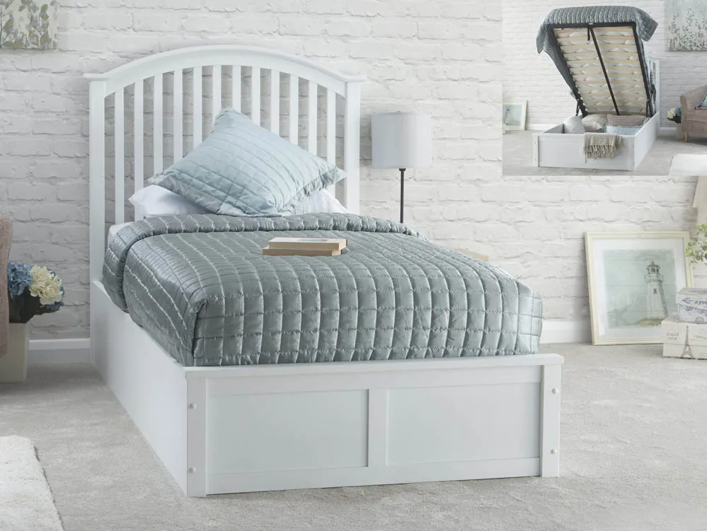 GFW GFW Madrid 3ft Single White Wooden Ottoman Bed Frame