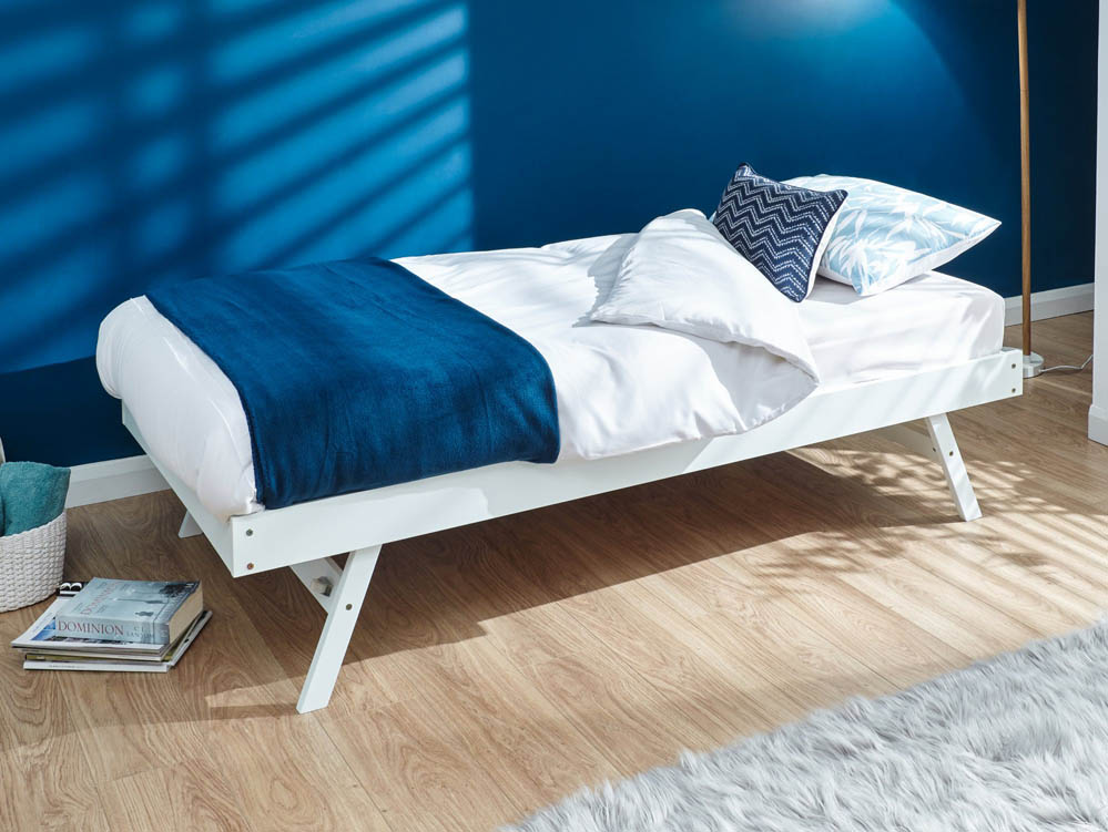 GFW GFW Madrid 3ft Single White Wooden Trundle Under Bed Frame