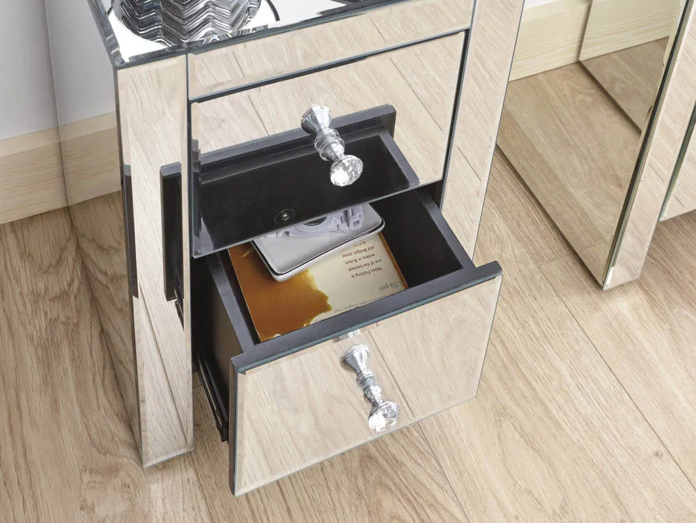 GFW GFW Atlantic 2 Drawer Narrow Mirrored Bedside Table (Assembled)