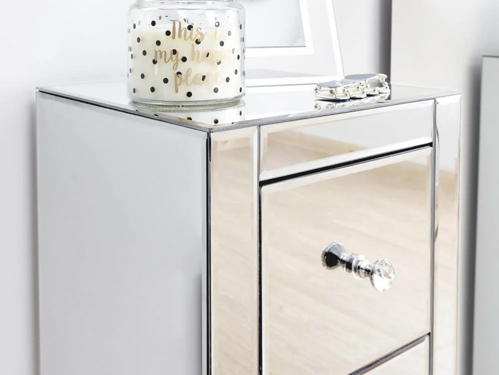 GFW GFW Atlantic 2 Drawer Narrow Mirrored Bedside Table (Assembled)