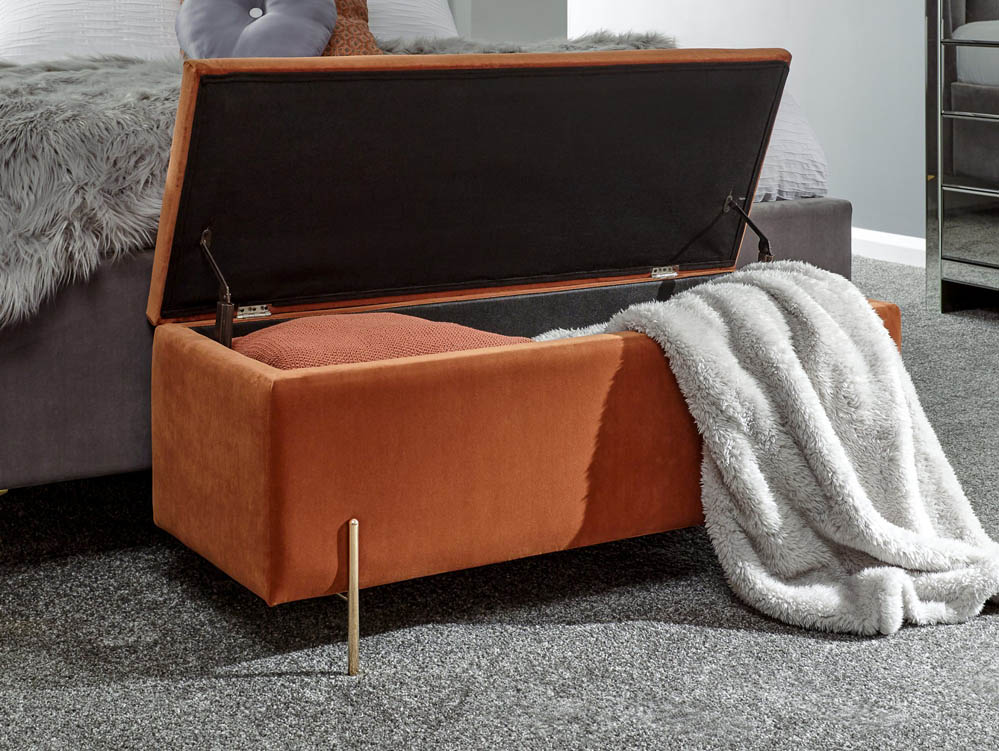 GFW GFW Mystica Russet Orange Upholstered Fabric Ottoman Storage Bench (Flat Packed)