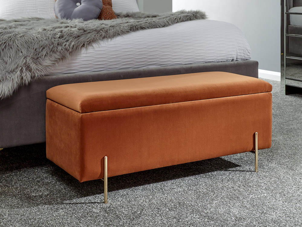 GFW GFW Mystica Russet Orange Upholstered Fabric Ottoman Storage Bench (Flat Packed)