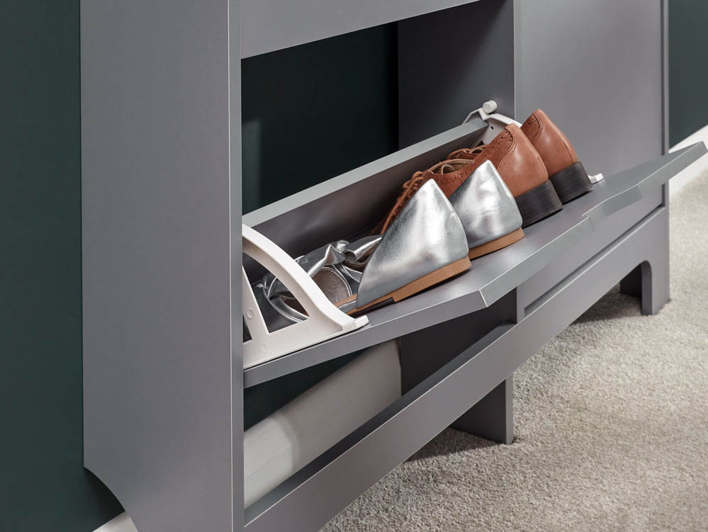GFW GFW Osaka Grey 4 Drawer Narrow Shoe Cabinet (Flat Packed)