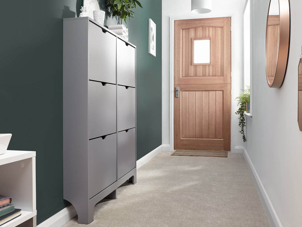 GFW GFW Osaka Grey 6 Drawer Narrow Shoe Cabinet (Flat Packed)