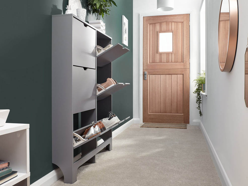 GFW GFW Osaka Grey 6 Drawer Narrow Shoe Cabinet (Flat Packed)