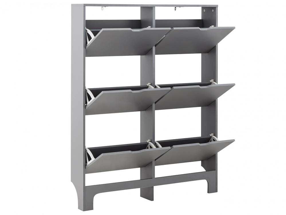 GFW GFW Osaka Grey 6 Drawer Narrow Shoe Cabinet (Flat Packed)